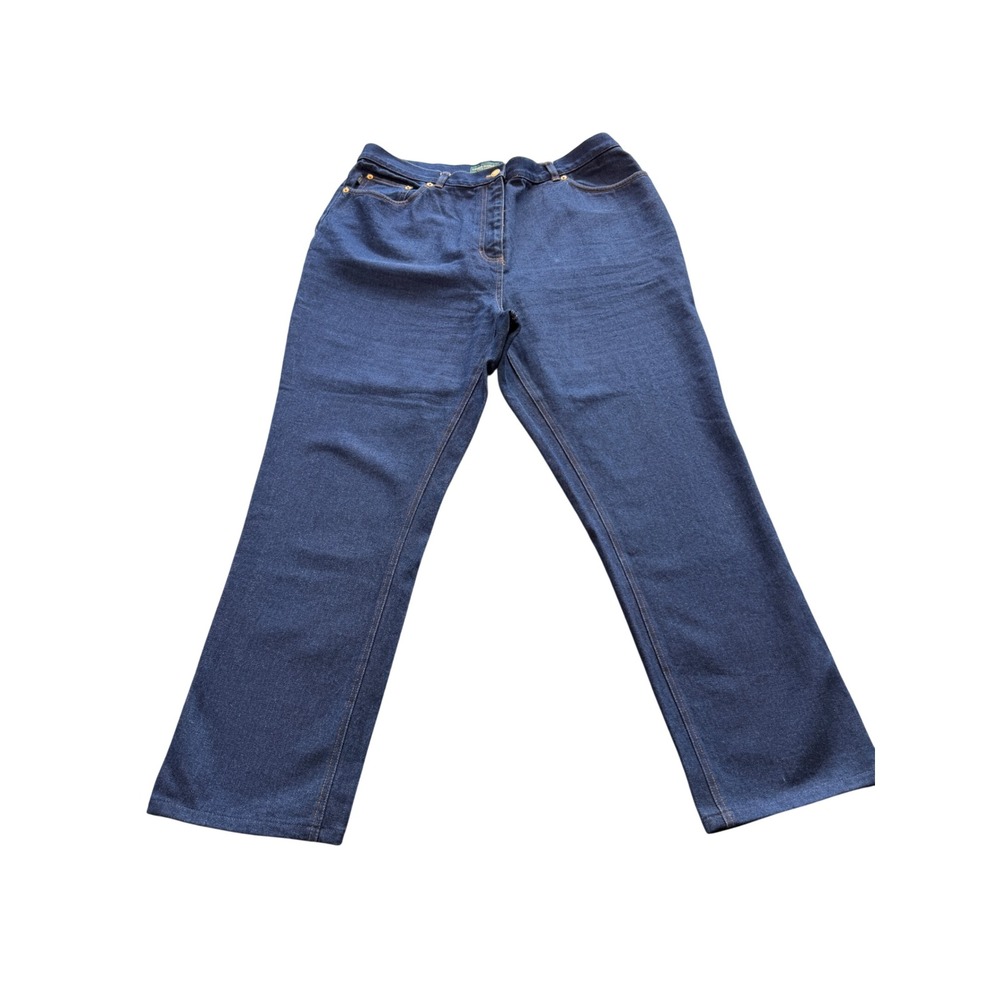 Lauren‎ Ralph Lauren Jeans Co Dark Wash Straight Leg High Rise Denim Blue 18W